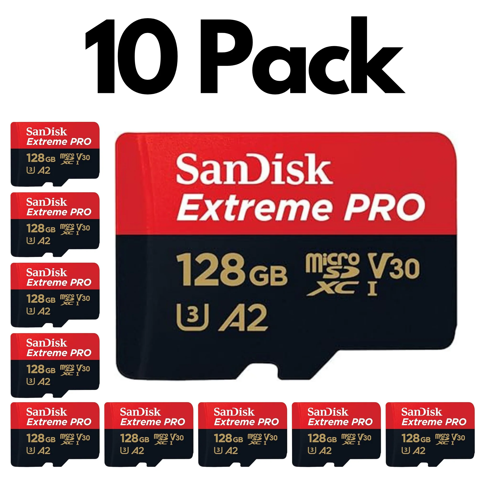 10 Pack SanDisk Extreme PRO microSDXC UHS-I Memory Card with SD Adapter – U3, A2, C10, 4K UHD - Image 6