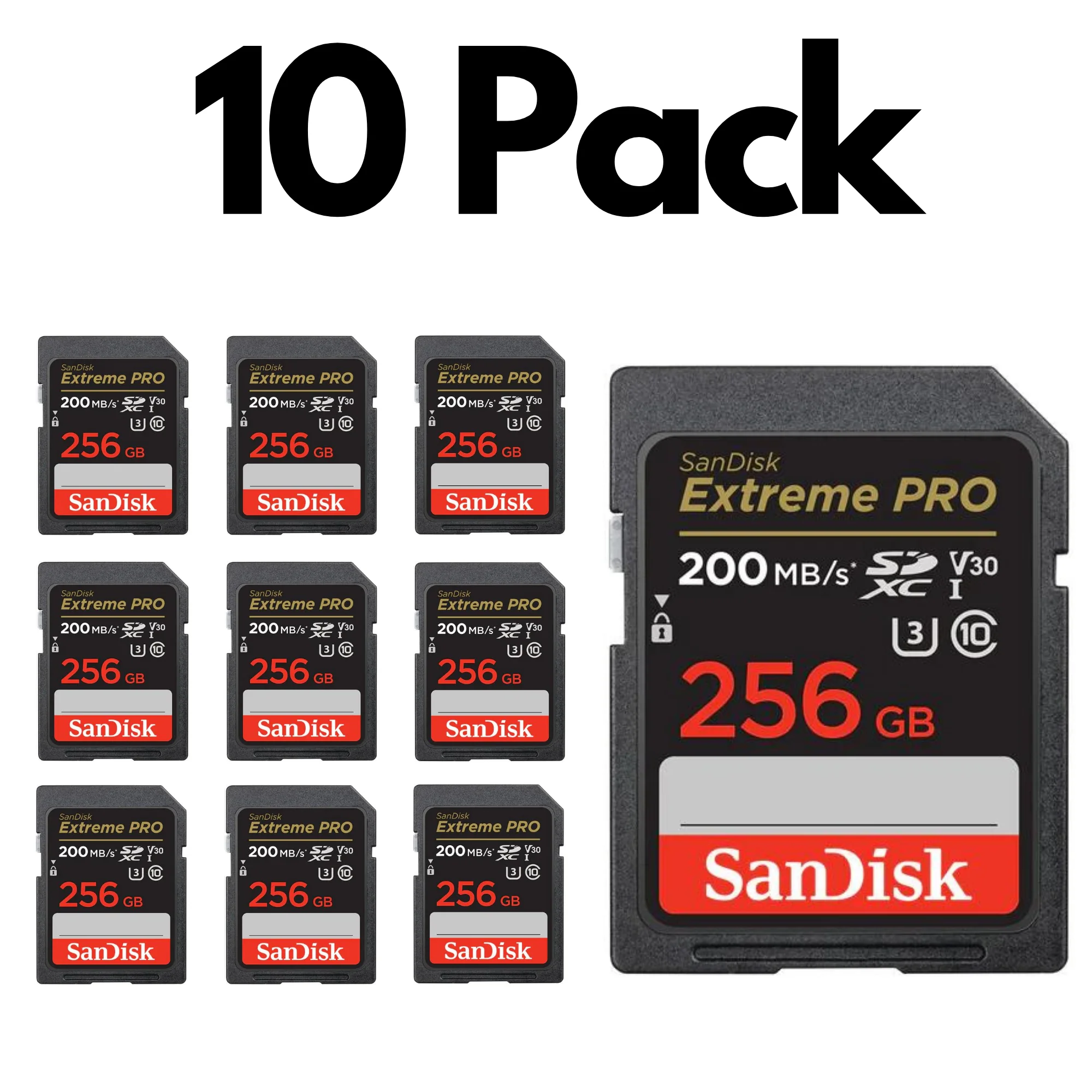 10 Pack SanDisk Extreme PRO SDXC UHS-I SD Memory Card – U3, V30, C10, 4K UHD - Image 19
