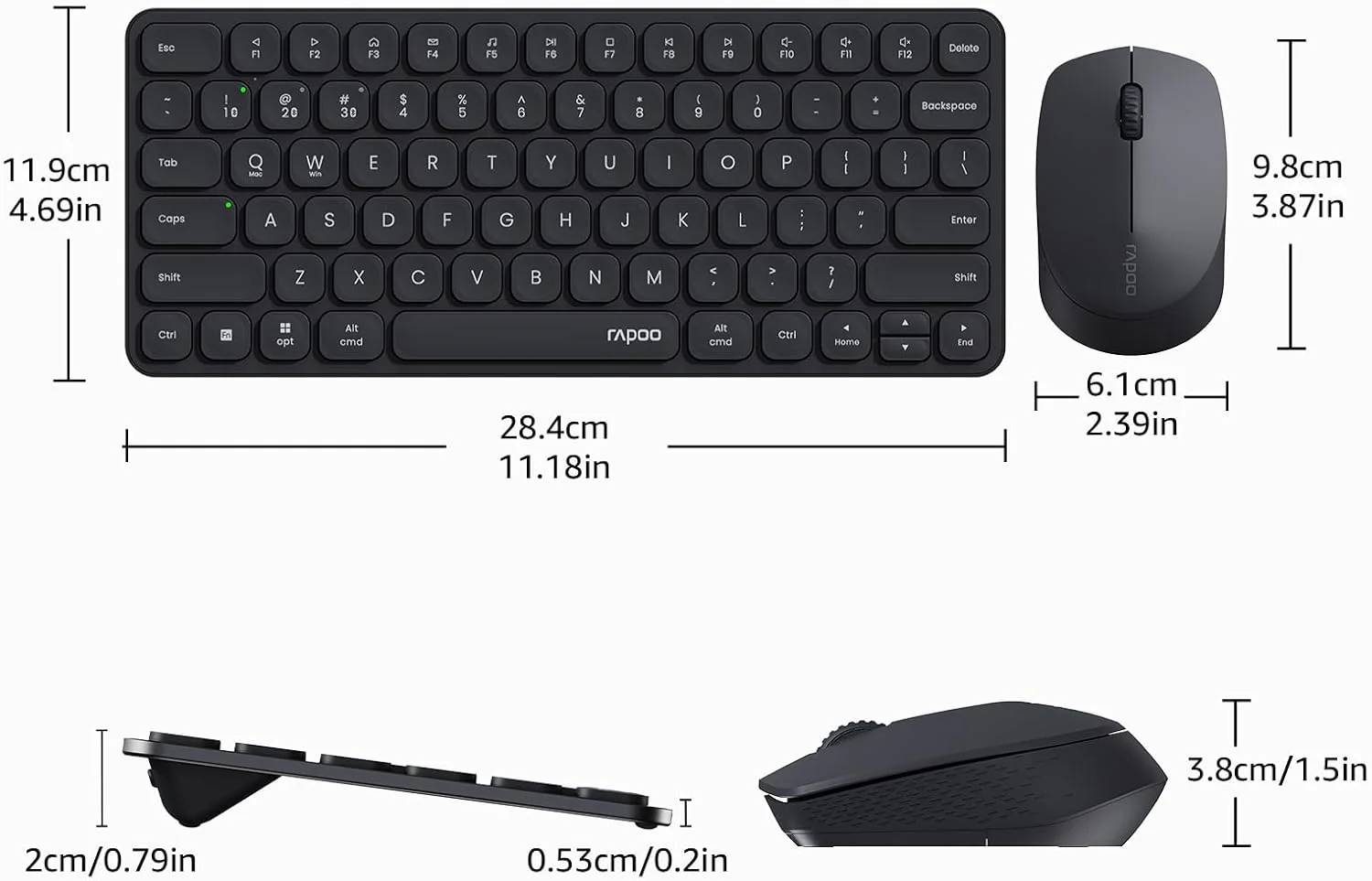 RAPOO 9010M Wireless Keyboard and Mouse, Multi-Device Combo for Windows and Mac - Image 8