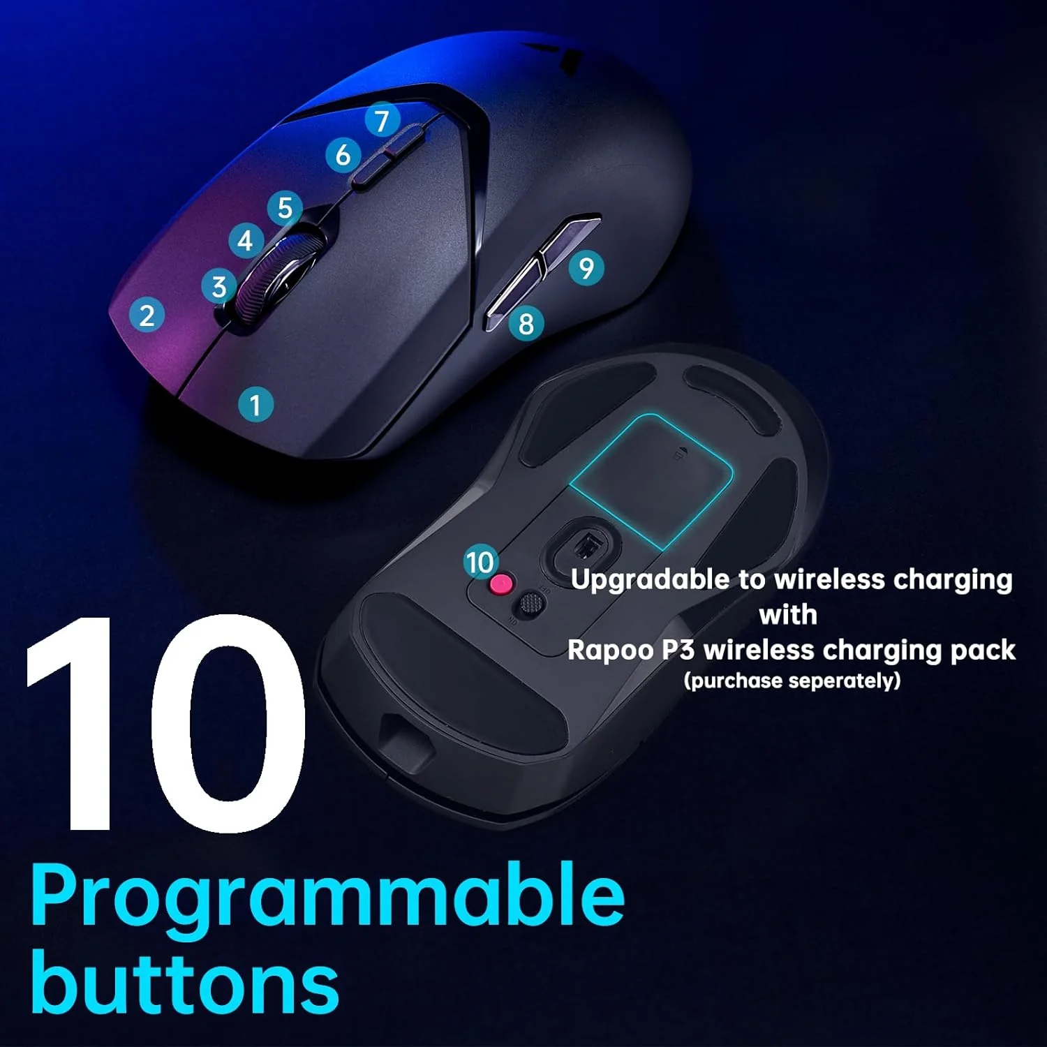RAPOO VT9Pro Wireless, Gaming Mouse 26K DPI Lightweight Esports Mouse with 10 Buttons - Image 7